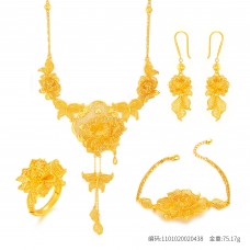 足金蝶戀花牡丹花卉套裝